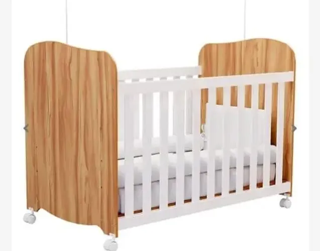 Berço Americano Peroba em MDF Branco Brilho Peroba