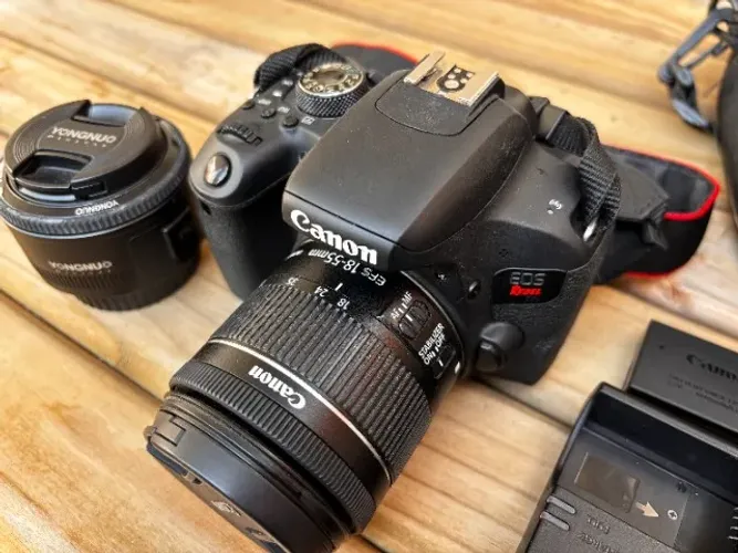 Canon T7i + Lente 18-55 + Lente 50mm + Acessórios - Kit Completo para Foto e Vídeo