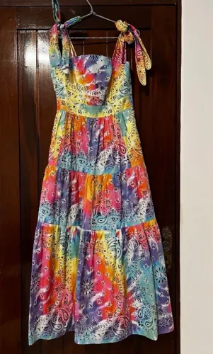 Vestido longo colorido - Bandane-se