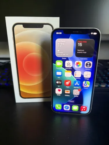 iPhone 12 64GB Branco + Caixa + Cabo | 76% Bateria | R$ 950