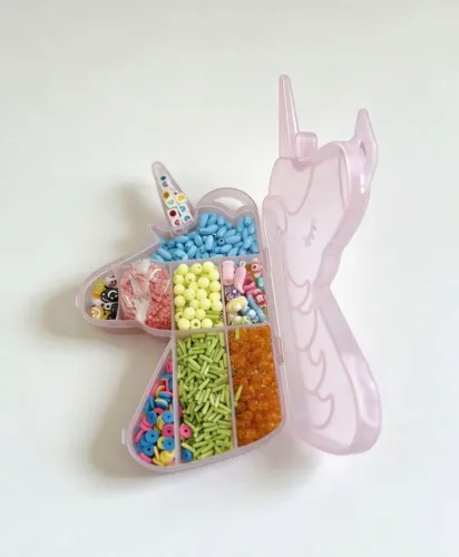 Kit Infantil Miçangas Maleta Unicórnio 1600 Peças
