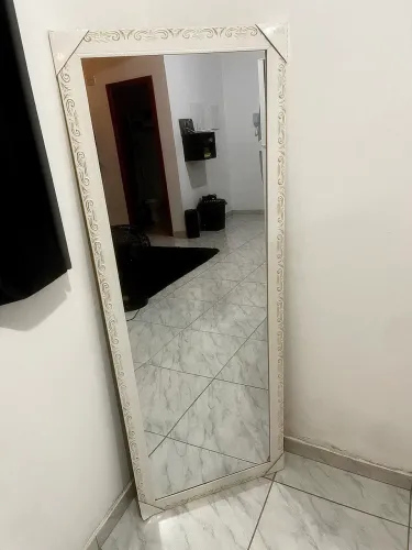Espelho com Moldura branca e Dourada (170x50)  
