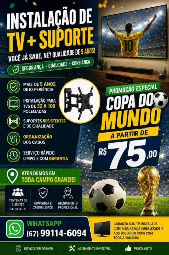 instalação e suporte de TV com qualidade