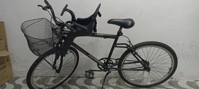 Bicicleta com cadeirinha e cestinha