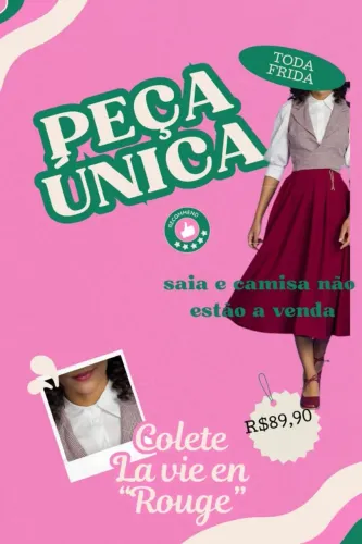 Colete "La vie em Rouge" TODA FRIDA - seminovo