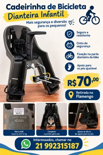 Cadeirinha Infantil Dianteira para Bicicleta Kalf - R$ 70