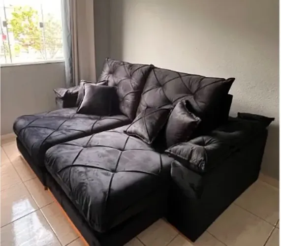 SOFÁ LUXOR 230CM 4 LUGARES RETRÁTIL E RECLINÁVEL EM VELUDO