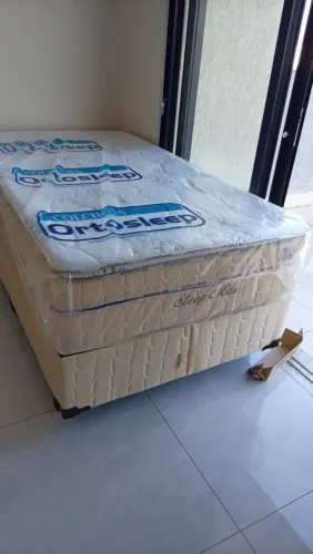 Cama solteirao box e colchão com pillon top 