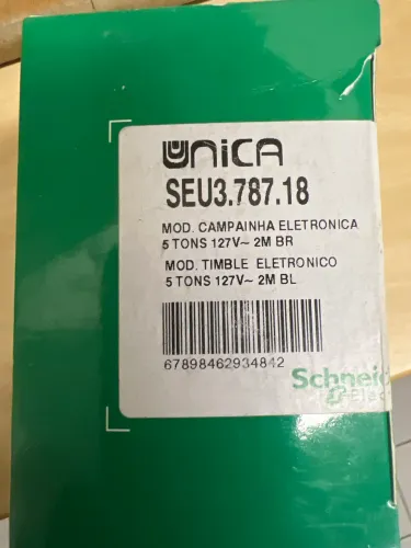 CAMPAINHA ELETRÔNICA SCHNEIDER ELETRIC LINHA @UNICA MODELOS SEU3.787.18 - 5 TONS  127 v