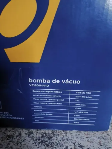 BOMBA VACUO EOS 6 CFM BIV/60HZ SIMPLES ESTÁGIO PRO
