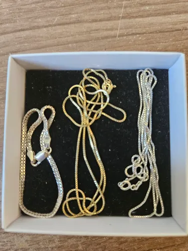 Kit Corrente E Pulseira Prata 925 + Corrente Folheada a Ouro