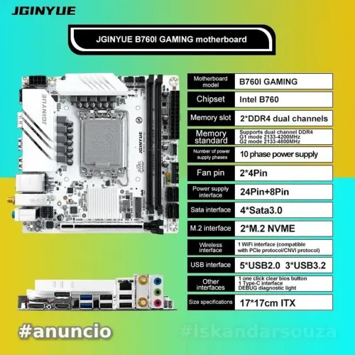 ITX Jginyue Placa Mãe LGA1700