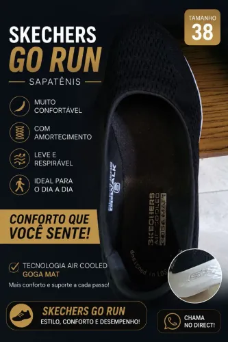 Sapatênis Sckechers go run preto 38