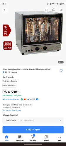 Forno elétrico giratório para pizza no cone
