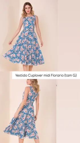 VESTIDO CUPLOVER MIDI FLORARIO Azul