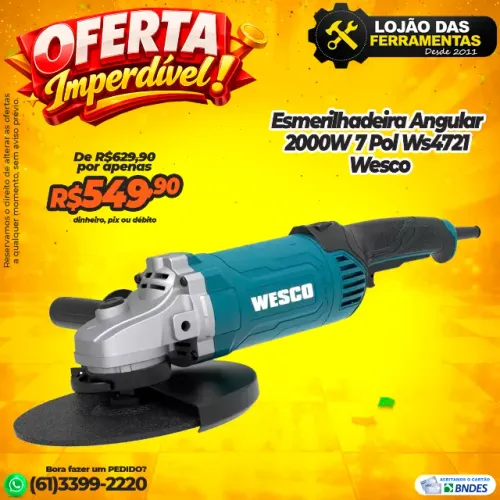 Esmerilhadeira Angular 2000W 7 Pol Ws4721 Wesco