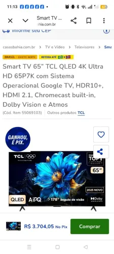 TV TCL 65P7K QLED 4K & TANQUINHO COLOMARQ 20KG