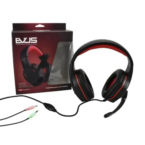 Fone De Ouvido Pc Gamer Com Micforone, Conectores P2 3.5mm, Preto/ Vermelho