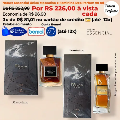 Essencial Único Natura Masculino e Feminino 90 ml em Promoção 