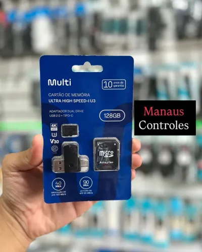  Cartão de Memória 128GB + Leitor de Micro SD + DualDrive