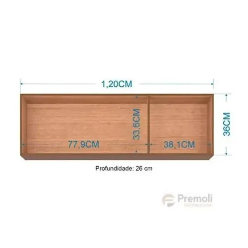 Armário Aéreo 3 Portas 120 damasco /Ripado/Off White A843 - Poquema