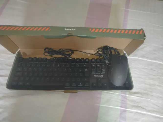  Kit Teclado 100% da Target membrana RGB + Mouse Gamer com fio ANUBIS MU008