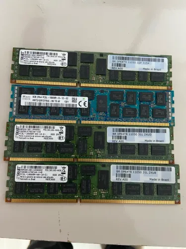 Kit com 4 pentes de memória pc3l-10600r ddr3 ecc 8Gb cada pente