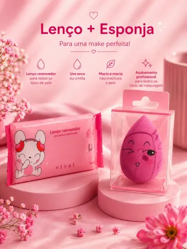 Lenço removedor de maquiagem + esponja