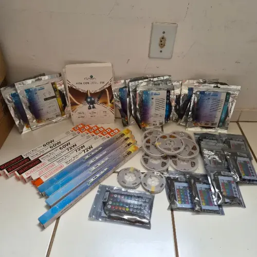 Lote Fita LED RGB e Branca + Drivers e Controles - 38 Itens Novos