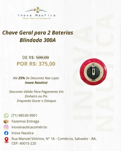 Chave Geral para 2 Baterias Blindada 300A