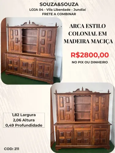 Arca Estilo Colonial em Madeira Maciça