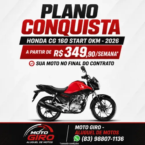 HONDA CG 160 START 0KM 2026! PLANO CONQUISTA - A PARTIR DE R$ 349,90/SEMANA