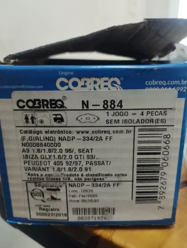 Pastilhas de freio COBREQ N-884