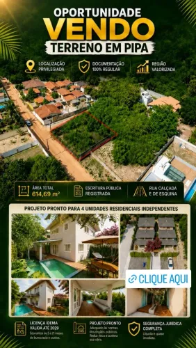 Terreno em Pipa RN Escriturado com liçenca do IDEMA para construção  - Super Oportunidade