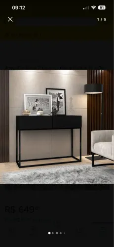 Aparador 90cm 2 Gavetas Pés Industrial Sala De Estar Dream