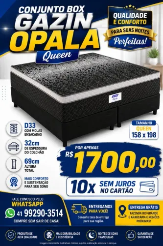 Cama box Queen GAZIN Opala 158x198 # 10x sem juros no cartão