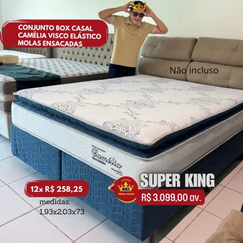 PROMOÇÃO URGENTE - Cama SUPER KING Camélia MOLAS ENSACADAS com Visco Elástico Disponível
