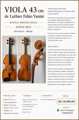 Viola de Luthier Fabio Vanini Iizuka | Profissional | Ano 2012