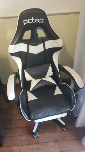 Cadeira Gamer PCTOP Preta e Branca - Confortável e Ergonômica
