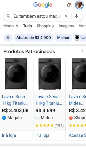 Máquina de lavar e secar Mídia 11kg Titanium Slim