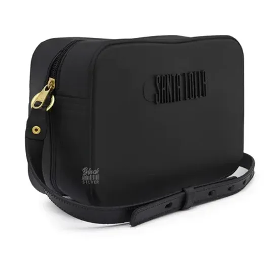 Bolsa Lola Preta Quadrada cores: lilas bebê e verde escuro