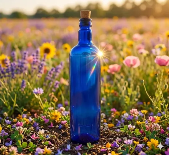 Garrafa azul Cobalto Royal para água solarizada e ho'oponopono