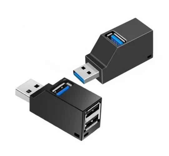 Hub retangular 3 saidas usb 2.0 3.0 pra computador notebook