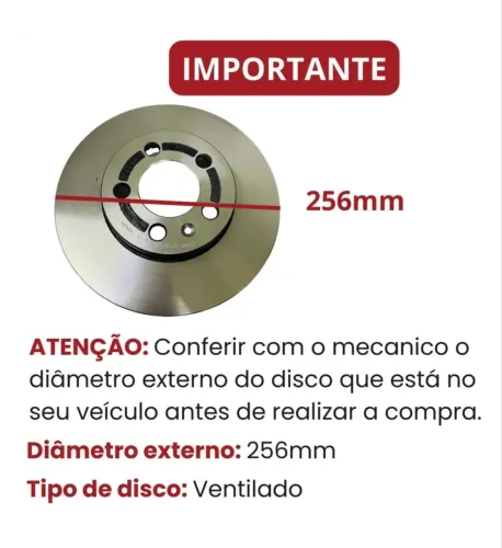 Disco de Freio Ventilado 256mm