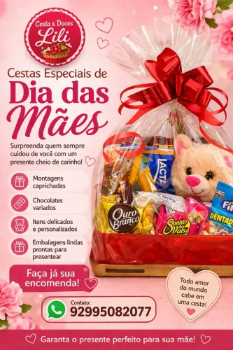 Cesta de chocolate dia das mães 