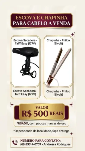 Escova de secar e chapinha por 500$