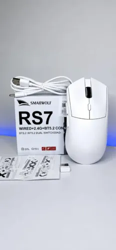 Mouse Gamer Smailwolf RS7 Branco - Sem Fio (Tri-Mode) - NOVO/LACRADO