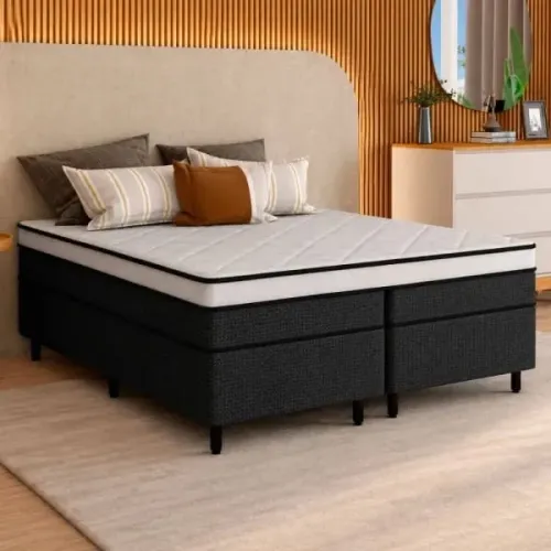Cama box casal Queen frete grátis colchão e base R$ 1.299,99 a vista