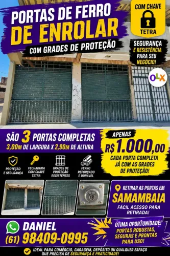 Oportunidade! Portas de ferro de 3 metros