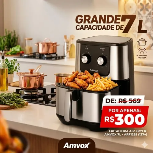Fritadeira Air Fryer Amvox 71 Arf1255 - 127v